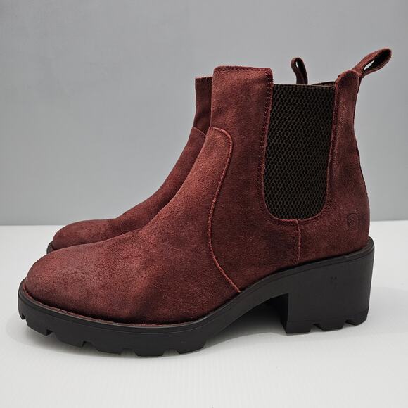 Born Graci Colors Ankle Bootie Size 8.5 Dark Brick Distressed Suede Chelsea Lug - Picture 14 of 14
